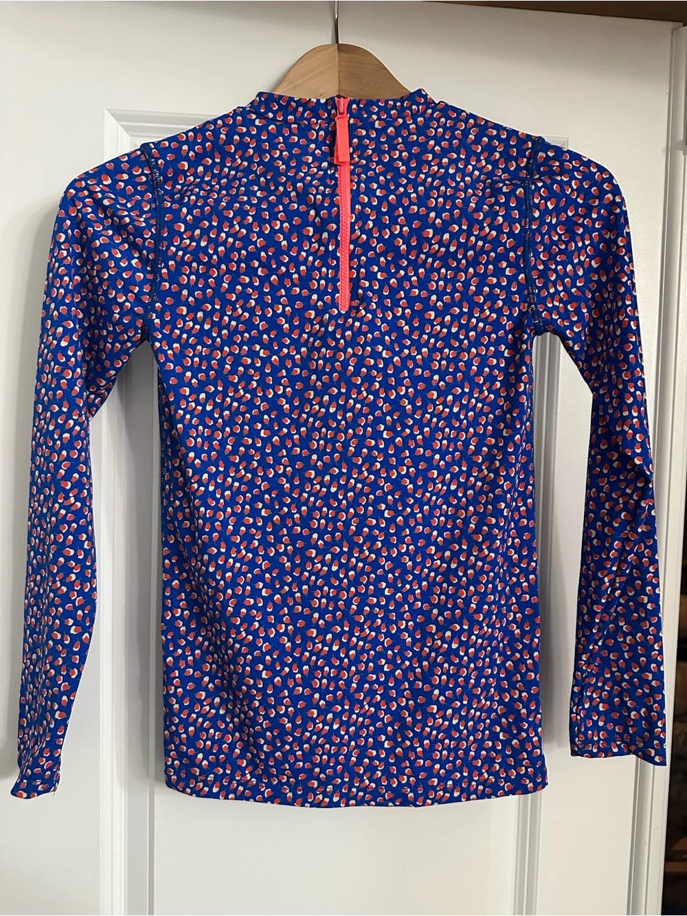 Crewcuts Girls Size 12 Blue Long-Sleeve Swim Rashguard with Flower Print